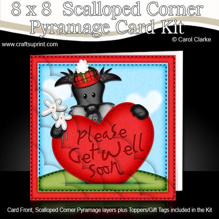 8 x 8 Hamish Scottie Dog Get Well Heart Scalloped Corner Kit