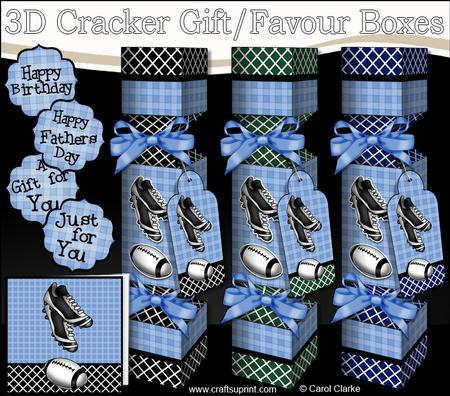 3D Rugby Cracker Gift Favour Boxes