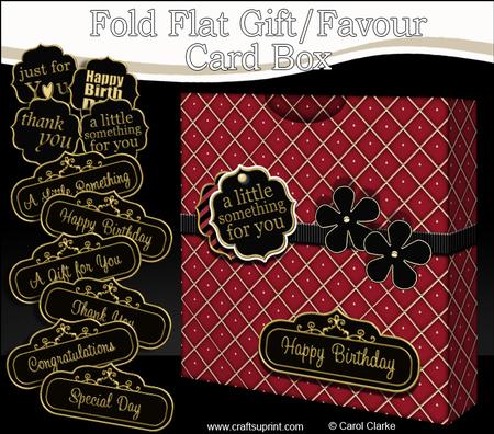3D Red & Black Gift Favour Card Box