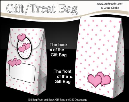 3D Romantic Hearts Gift Bag Mini Kit