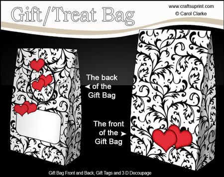 3D Romantic Hearts & Scrolls Gift Bag Mini Kit