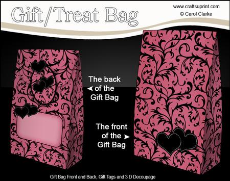 3D Romantic Hearts & Scrolls Gift Bag Mini Kit