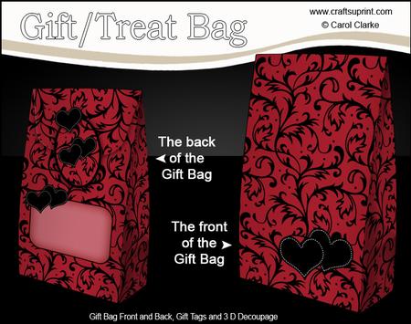 3D Romantic Hearts & Scrolls Gift Bag Mini Kit