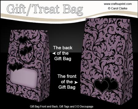3D Romantic Hearts & Scrolls Gift Bag Mini Kit