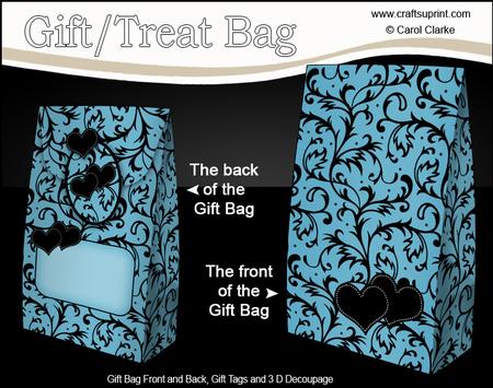 3D Romantic Hearts & Scrolls Gift Bag Mini Kit