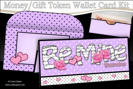 Be Mine Valentine Money or Gift Wallet Card Kit