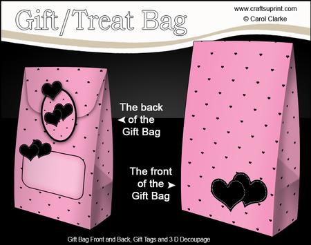 3D Romantic Hearts Polka Dot Gift Bag Mini Kit