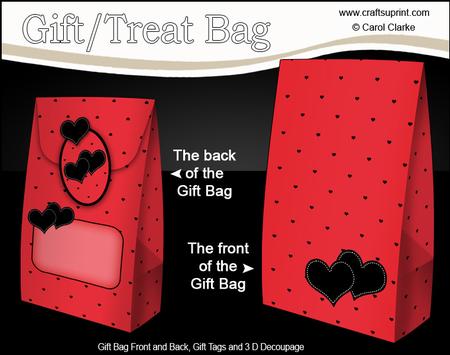 3D Romantic Hearts Polka Dot Gift Bag Mini Kit