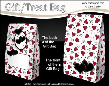 3D Romantic Hearts Gift Bag Mini Kit