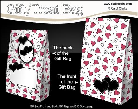 3D Romantic Hearts Gift Bag Mini Kit