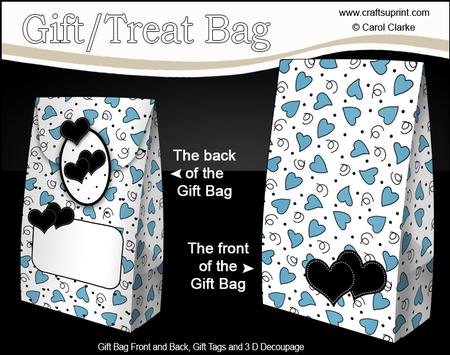 3D Romantic Hearts Gift Bag Mini Kit