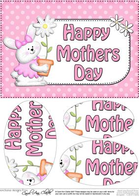 A5 Little Bunny Mothers Day Dots Oval Pyramage