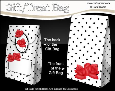 3D Polka Dots & Roses Gift Bag Mini Kit