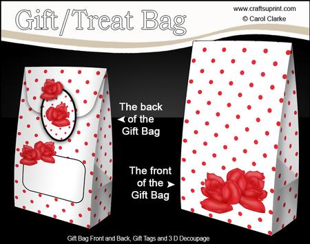 3D Polka Dots & Roses Gift Bag Mini Kit