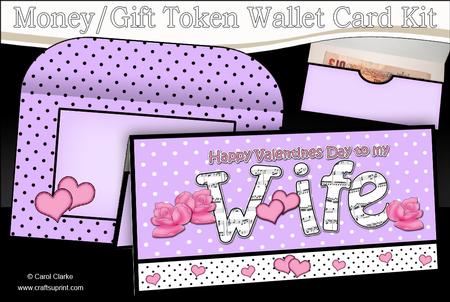 Valentine Day Wife Money or Gift Wallet Card Kit