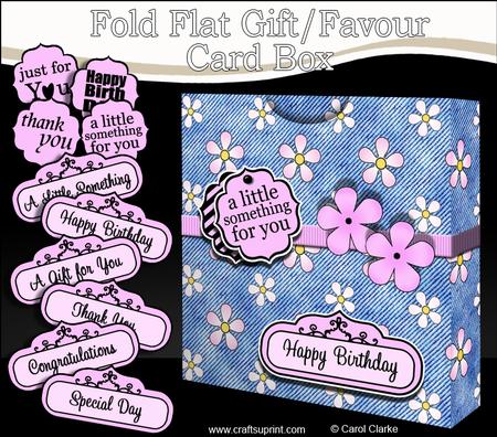 3D Denim & Daisies Gift Favour Card Box