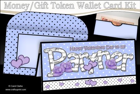 Valentine Day Partner Money or Gift Wallet Card Kit