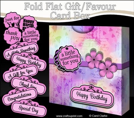 3D Rainbow Hearts Gift Favour Card Box