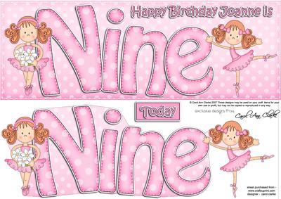 9th Birthday Joanne Large Dl Quick Card N 3D Decoupage