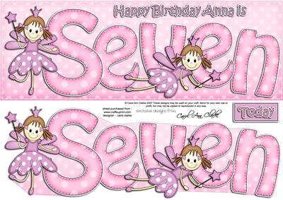 7th Birthday Anna Large Dl Quick Card N 3D Decoupage