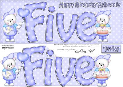 5th Birthday Robert Large Dl Quick Card N 3D Decoupage