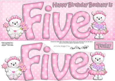 5th Birthday Bethany Large Dl Quick Card N 3D Decoupage