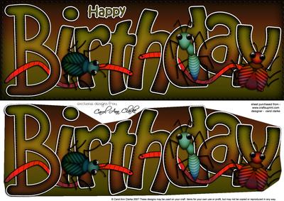 Large Dl Birthday Bugs 3D Decoupage