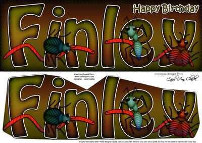 Large Dl Birthday Finley Bugs 3D Decoupage