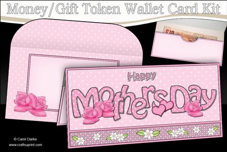 Mothers Day Roses Money or Gift Wallet Card Kit