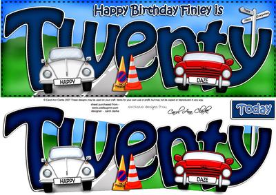 20th Birthday Finley Large Dl Quick Card N 3D Decoupage