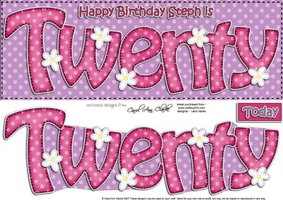 20th Birthday Steph Large Dl Quick Card N 3D Decoupage