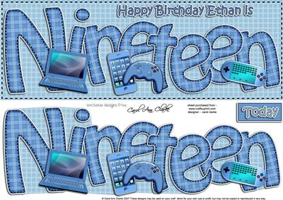 19th Birthday Ethan Large Dl Quick Card N 3D Decoupage