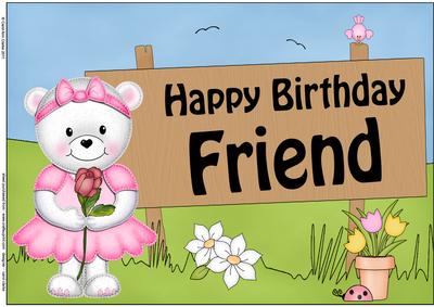 A4 Teddy Tess Birthday Friend Topper