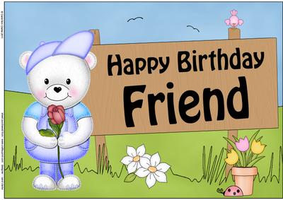 A4 Teddy Ed Birthday Friend Topper
