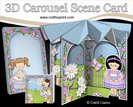 3D Girlz Carousel Scene Card Kit