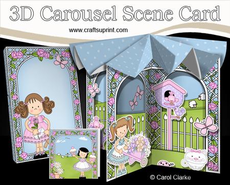 3D Girlz Carousel Scene Card Kit