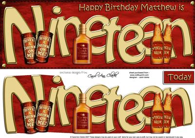 19th Birthday Matthew Large Dl Quick Card N 3D Decoupage