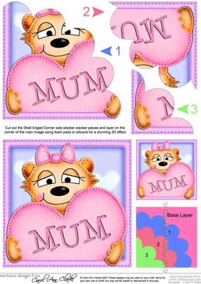 Mia Meerkat's Heart for Mum Shell Edged Corner Side Stacker