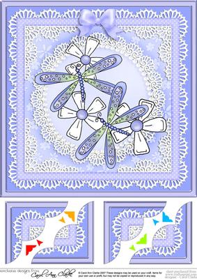 8 x 8 Dreamy Dragonflies Scalloped Corner Topper