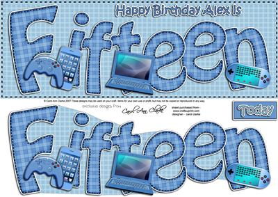 15th Birthday Alex Large Dl Quick Card N 3D Decoupage
