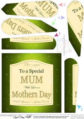 Mothers Day Mum Champers Wine Label Fan Pyramage Topper