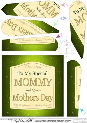 Mothers Day Mommy Champers Wine Label Fan Pyramage Topper