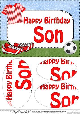 A5 Birthday Son Football Oval Pyramage Topper