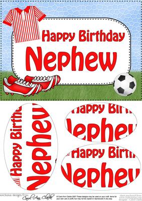 A5 Birthday Nephew Football Oval Pyramage Topper