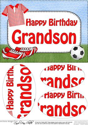 A5 Birthday Grandson Football Oval Pyramage Topper