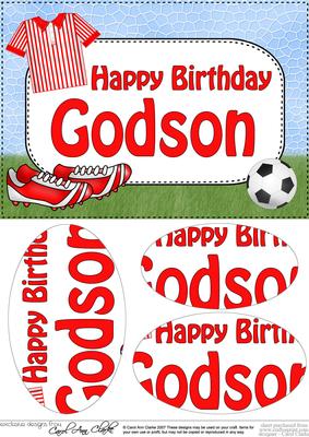 A5 Birthday Godson Football Oval Pyramage Topper