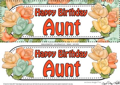 Large Dl Birthday Roses Aunt 3D Decoupage