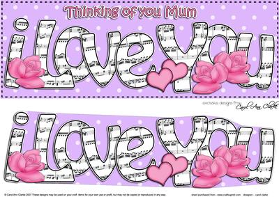 Lge Dl Mum I Love You Hearts & Roses 3D Decoupage