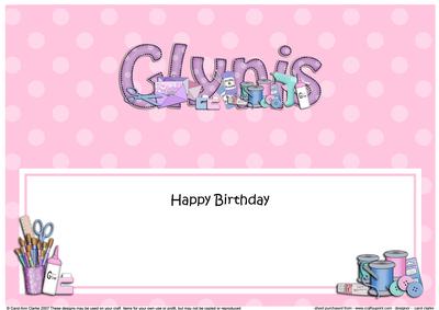 Large Dl Birthday Glynis Crafts Matching Insert