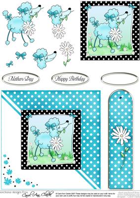Cute Poodle Quick Card with Decoupage